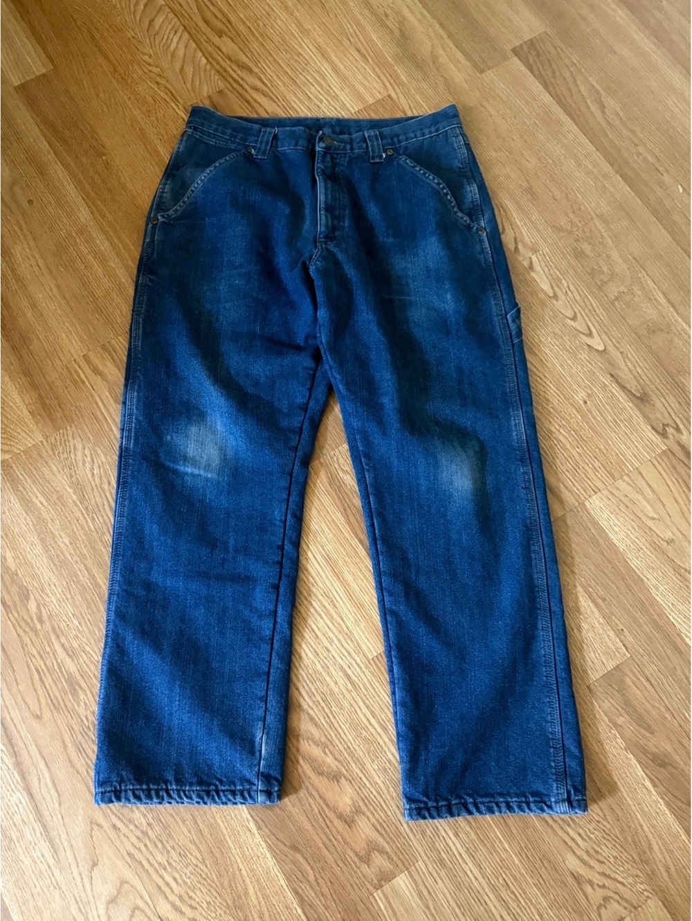 Wrangler Blue Denim Carpenter Jeans with Fleece Lining Size 32x30